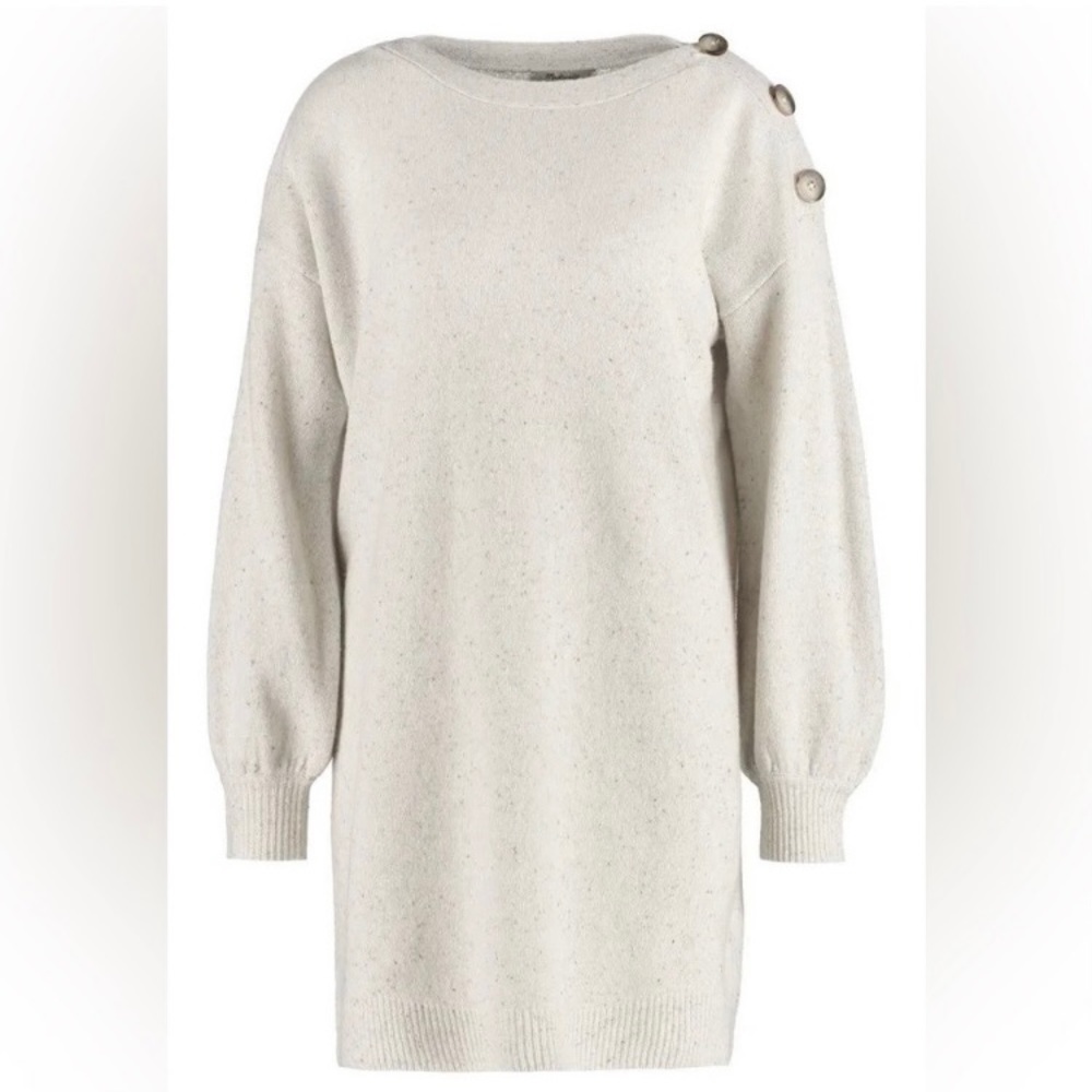 Madewell Cream Button-Detail Sweater Dress